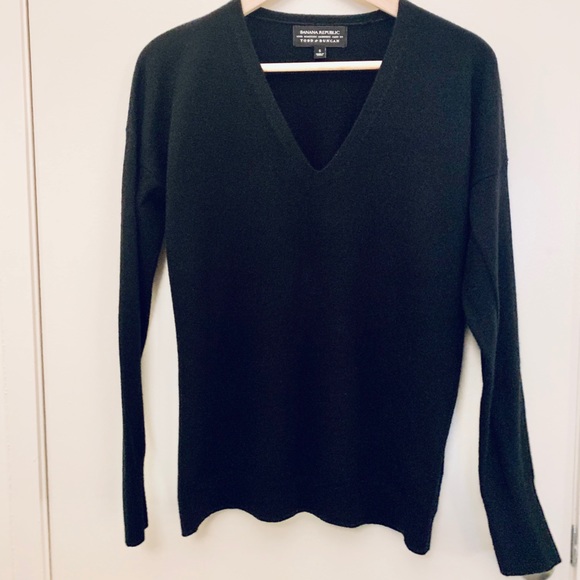 Banana Republic Todd&Duncan Cashmere V-neck Black - Picture 1 of 3
